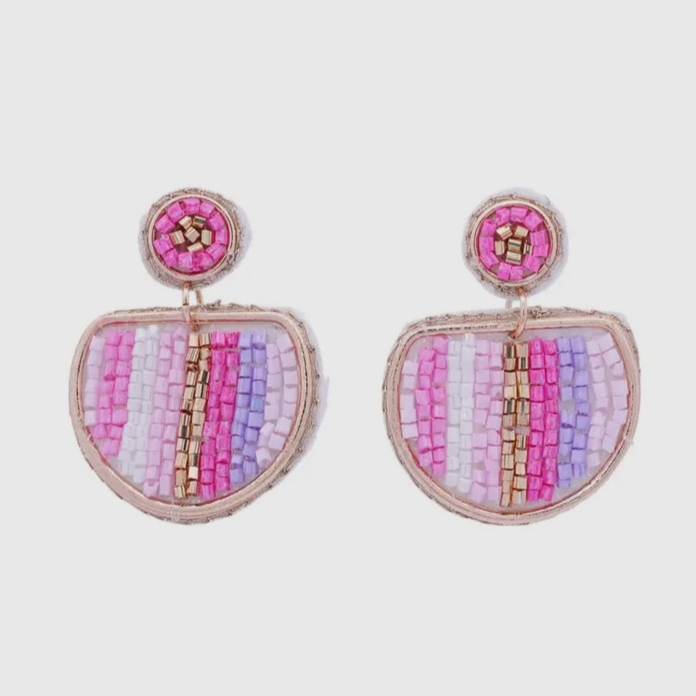 Pink Feminine Beaded Earrings